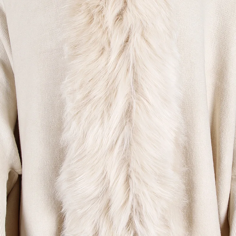 Lmitation Fur Cardigan Women Long Winter Coat Elegant 2020 Cloak Tassel Wool Sweater Knitted Outwear Loose Big Size Ladies Coat