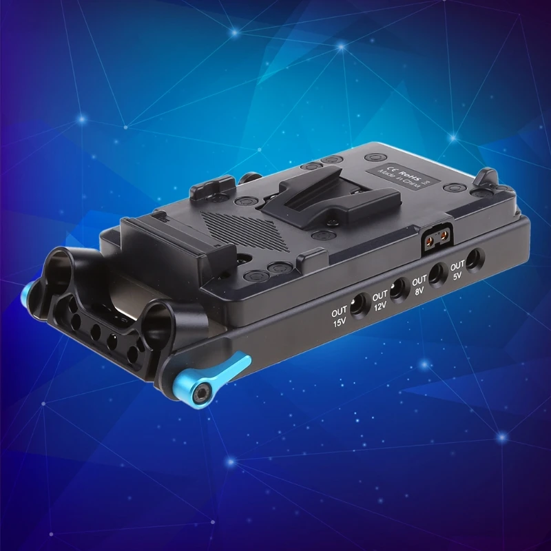 V Mount V-Lock Battery Plate Adapter with 15mm Dual Hole Rod Clamp LP-E6 Dummy Battery for -Canon 5D2/5D3/5D4/80D/6D2 C7AB 
V Mount V-Lock Battery Plate Adapter with 15mm Dual Hole Rod Clamp LP-E6 Dummy Battery for -Canon 5D2/5D3/5D4/80D/6D2 C7AB