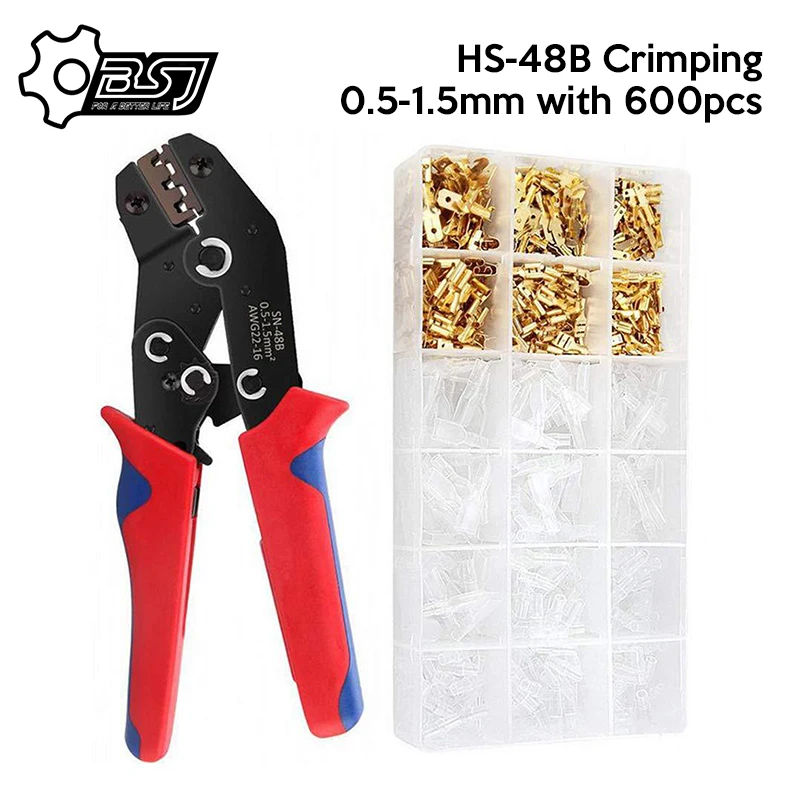 HS-48B mini hand Crimping Tool 0.5-1.5mm Adjustable Crimper pliers with 600pcs Cable Lugs Assortment Kit wire crimp set
HS-48B mini hand Crimping Tool 0.5-1.5mm Adjustable Crimper pliers with 600pcs Cable Lugs Assortment Kit wire crimp set