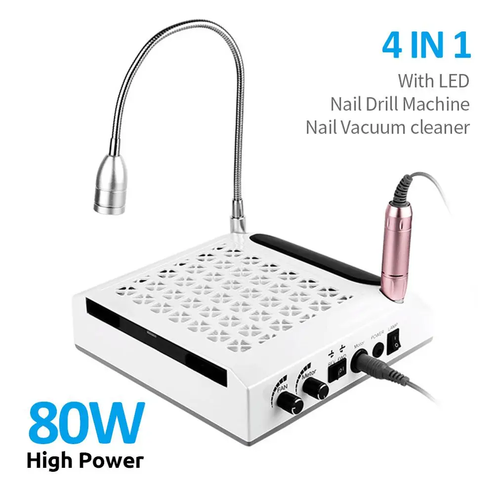 80W 4 in 1 Nail Drill Machine & Vacuum Cleaner With LED Light 30000 RPM Powerful Fan Nails Dust Suction Collector Manicure Tools
80W 4 in 1 Nail Drill Machine & Vacuum Cleaner With LED Light 30000 RPM Powerful Fan Nails Dust Suction Collector Manicure Tools