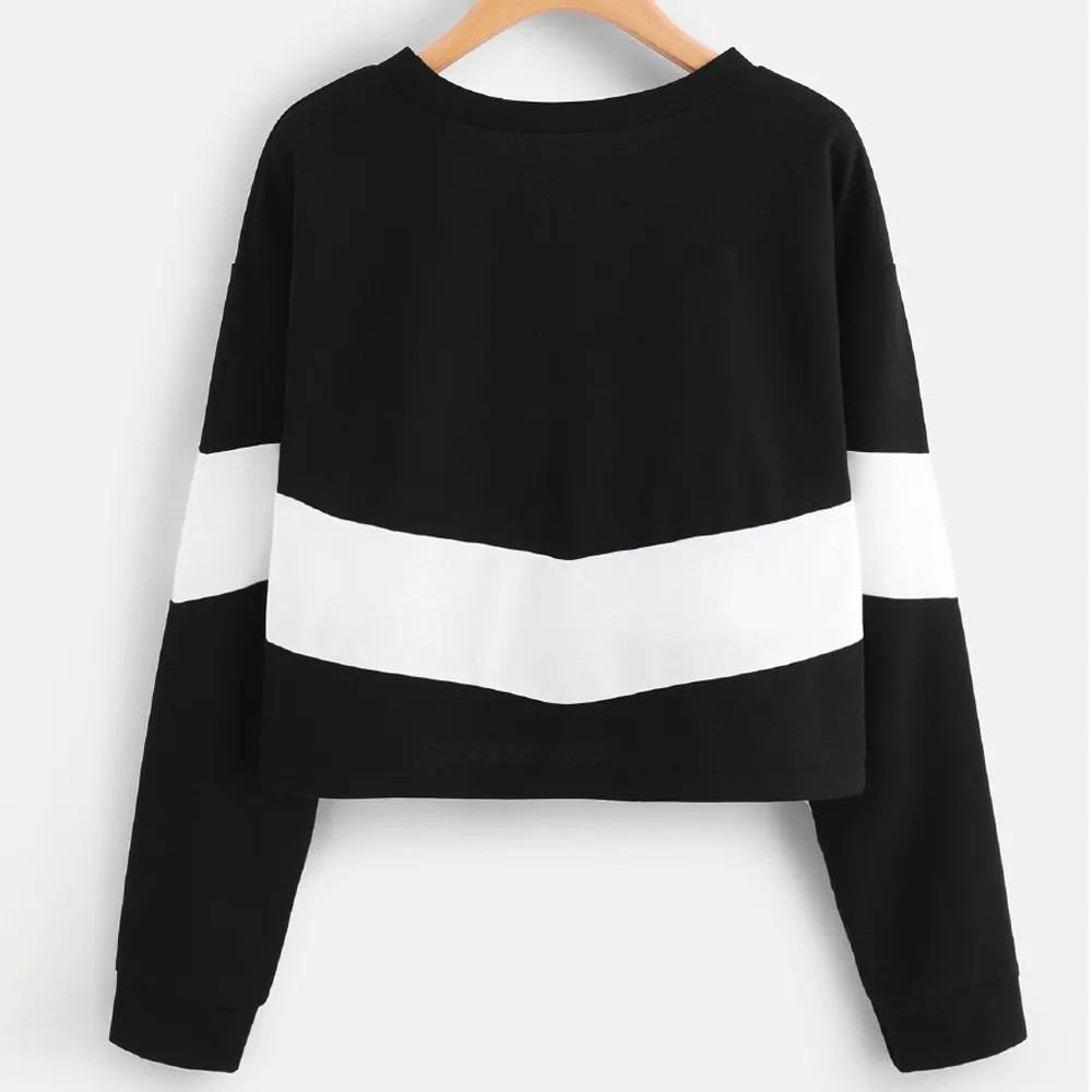 Fashion Womens Long Sleeve Splicing Round Neck Girl Sweatshirt Tops Women's Polerones Female Cloak L30810 | Женская одежда