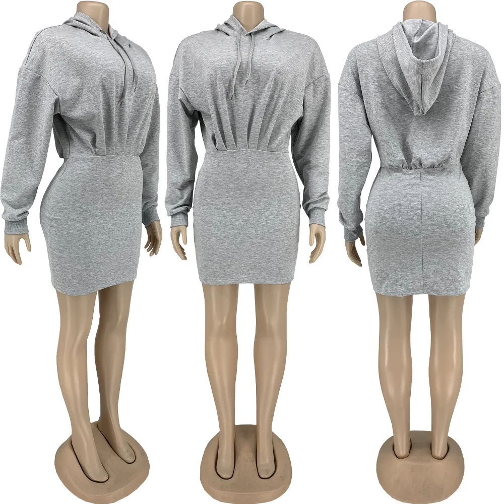 Женское платье-толстовка с капюшоном и длинным рукавом | Женская одежда