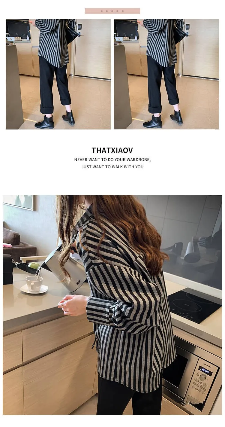 Houthion Women's Blouse Polo Shirt Fashion Top Casual Long Sleeve Korean Blended Fast Delivery Loose Stripe Plus Size
Houthion Women's Blouse Polo Shirt Fashion Top Casual Long Sleeve Korean Blended Fast Delivery Loose Stripe Plus Size