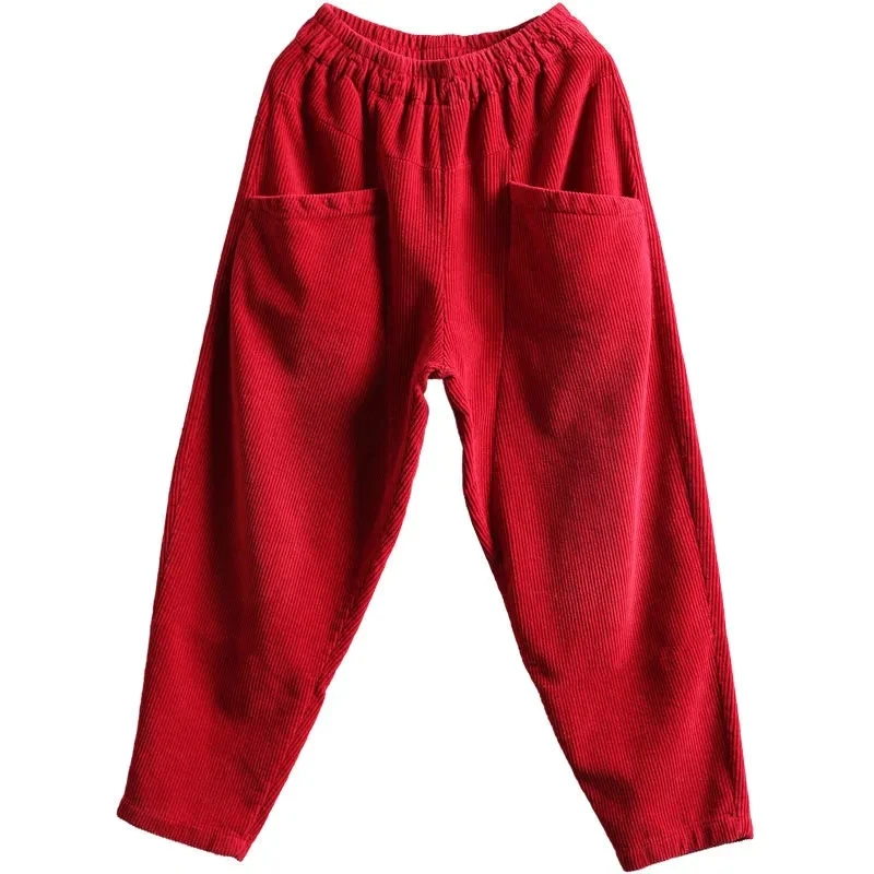 Vintage Style Corduroy Women Elastic Waist Casual Loose Harem Pants Long Trousers Solid color big pocket design simple stylishXL
Vintage Style Corduroy Women Elastic Waist Casual Loose Harem Pants Long Trousers Solid color big pocket design simple stylishXL