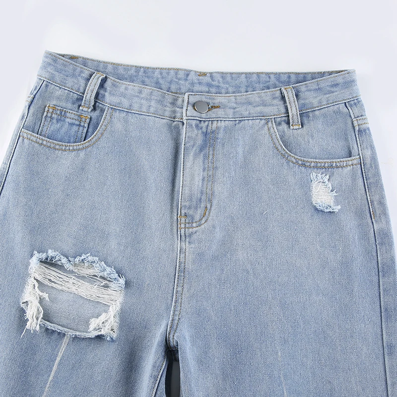 IAMSURE Blue Ripped Jeans Cool Mid-Waisted Trousers Female 2020 Winter Autumn Casual Wide Leg Pants Y2K Aesthetic Streetwear 
IAMSURE Blue Ripped Jeans Cool Mid-Waisted Trousers Female 2020 Winter Autumn Casual Wide Leg Pants Y2K Aesthetic Streetwear
