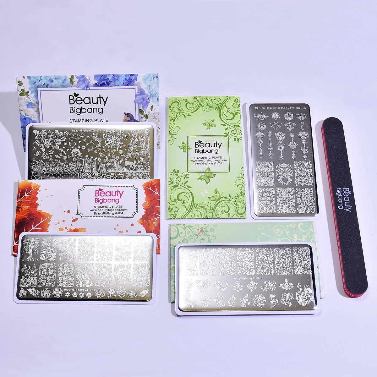 Beautybigbang 4PCS Stamping Plate Set With Nail File Flower Leaves Birds Natural Grass Image Stainless Steel Nails Art Template
Beautybigbang 4PCS Stamping Plate Set With Nail File Flower Leaves Birds Natural Grass Image Stainless Steel Nails Art Template