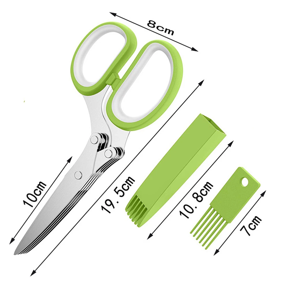 Herb Scissors with 5 Blades Kitchen Gadgets Cutter Chopper and Mincer Multipurpose Kitchen Scissors with Cover Brush Leaf Peeler 
Herb Scissors with 5 Blades Kitchen Gadgets Cutter Chopper and Mincer Multipurpose Kitchen Scissors with Cover Brush Leaf Peeler