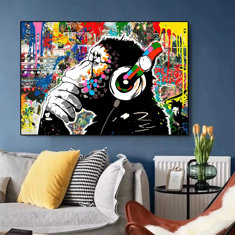 Monkey with Earphones Listening To Song Pop Art Canvas Painting Poster Cartoon Wall Art Picture for Children's Room Home Decor
Monkey with Earphones Listening To Song Pop Art Canvas Painting Poster Cartoon Wall Art Picture for Children's Room Home Decor
