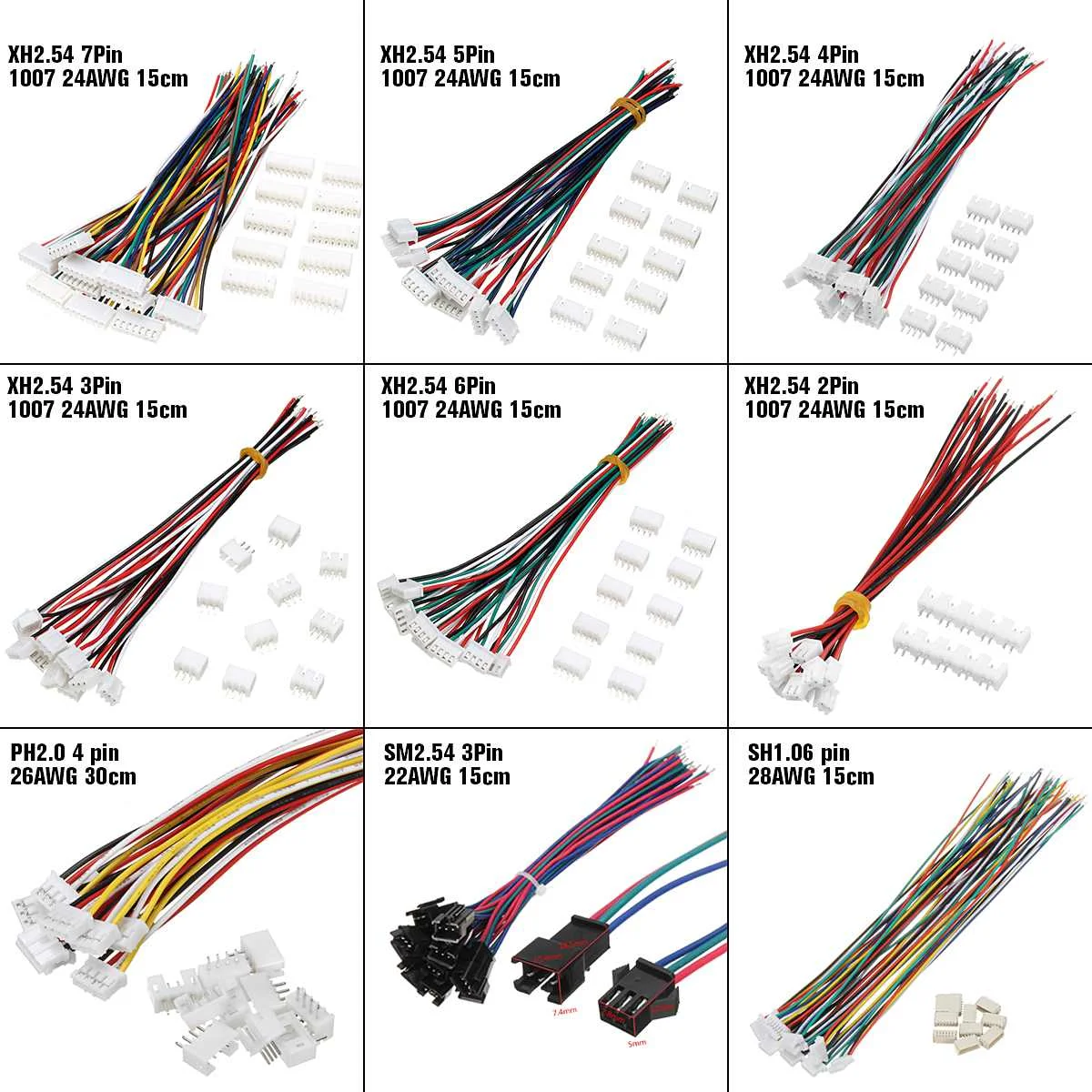 10 Sets Mini Micro JST XH2.54mm SH PH ZH 2 3 4 5 6 7 8 Pin Connector Plug With Wires Cables 150mm
10 Sets Mini Micro JST XH2.54mm SH PH ZH 2 3 4 5 6 7 8 Pin Connector Plug With Wires Cables 150mm