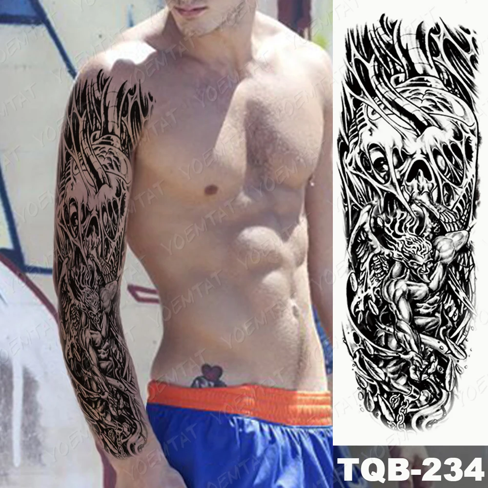 Waterproof Temporary Full Arm Tattoo Sticker Greek God Indian Egyptian Skull Flash Tattoos Man Body Art Fake Sleeve Tatto Female 
Waterproof Temporary Full Arm Tattoo Sticker Greek God Indian Egyptian Skull Flash Tattoos Man Body Art Fake Sleeve Tatto Female