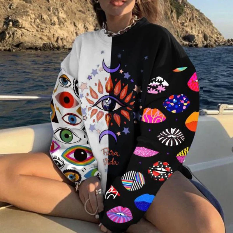 O-Neck Funny Eyes Print Sweatershirt 2021 Spring Autumn Casual Loose Full Sleeve Streetwear Leisure Hoodies Female Top SJ8348V
O-Neck Funny Eyes Print Sweatershirt 2021 Spring Autumn Casual Loose Full Sleeve Streetwear Leisure Hoodies Female Top SJ8348V