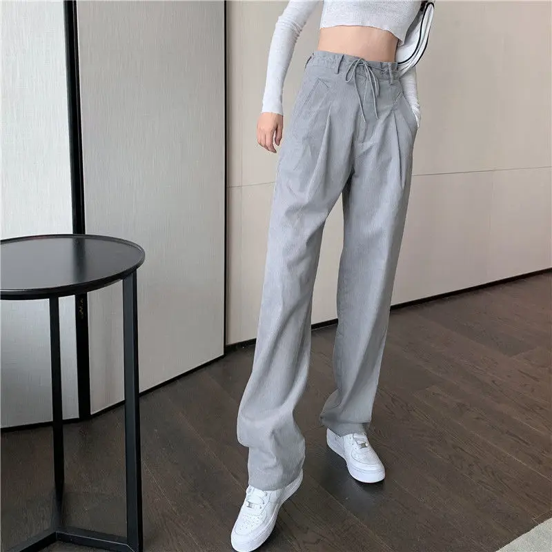 2021 spring new Korean high waist loose thin versatile vertical straight wide leg pants women's fashion
2021 spring new Korean high waist loose thin versatile vertical straight wide leg pants women's fashion
