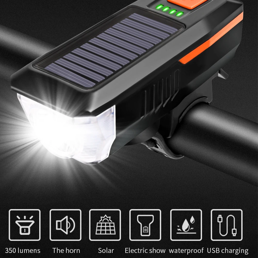 Bicycle Front Light with Horn Solar Powered USB Rechargeable 3 Modes T6 LED Flashlight Safety Warning Horn Bicycle Accessories
Bicycle Front Light with Horn Solar Powered USB Rechargeable 3 Modes T6 LED Flashlight Safety Warning Horn Bicycle Accessories