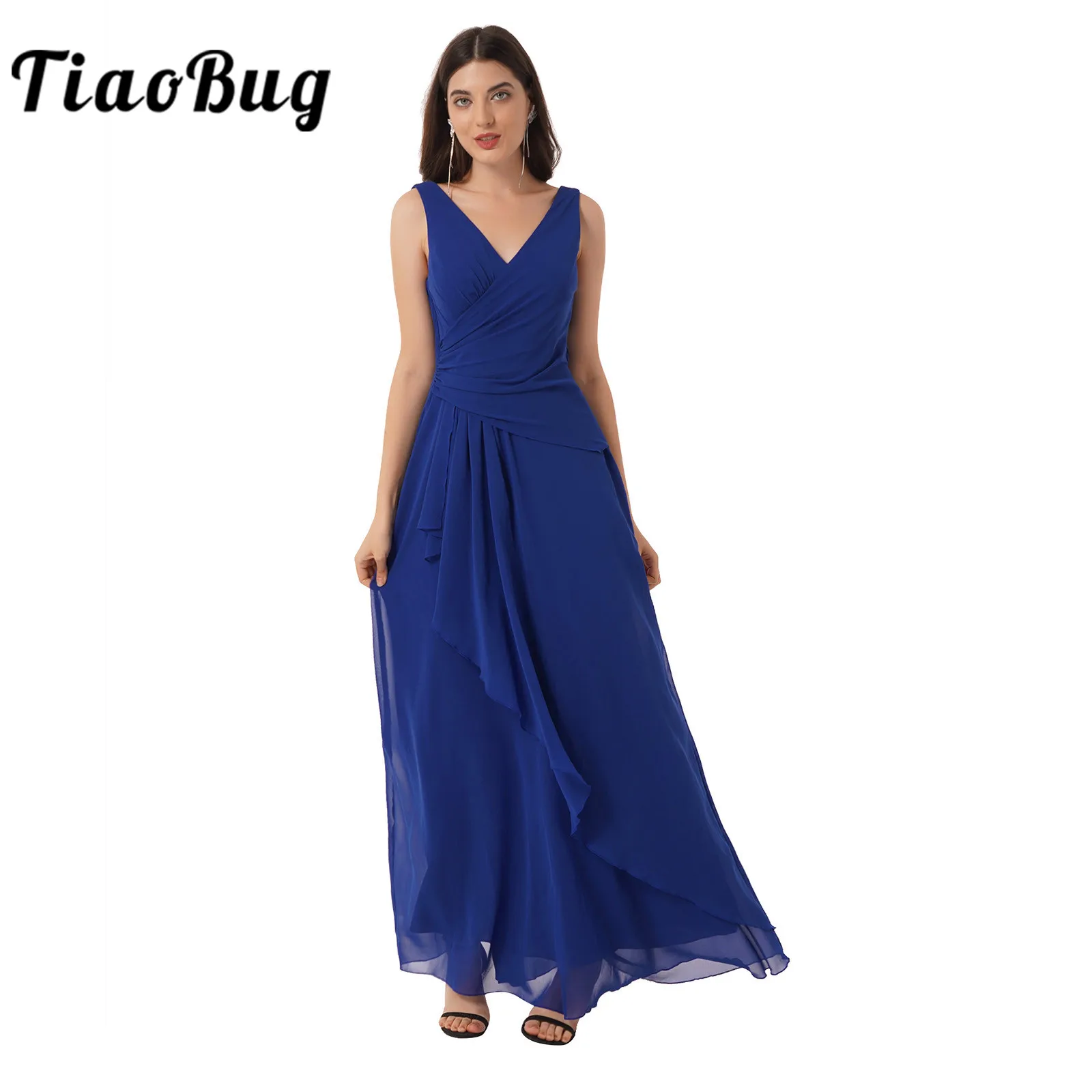 Elegant Evening Dresses Women Sexy V Neck Sleeveless Ruffle Chiffon Long Dress for Bridesmaid Wedding Party Dresses vestido
Elegant Evening Dresses Women Sexy V Neck Sleeveless Ruffle Chiffon Long Dress for Bridesmaid Wedding Party Dresses vestido
