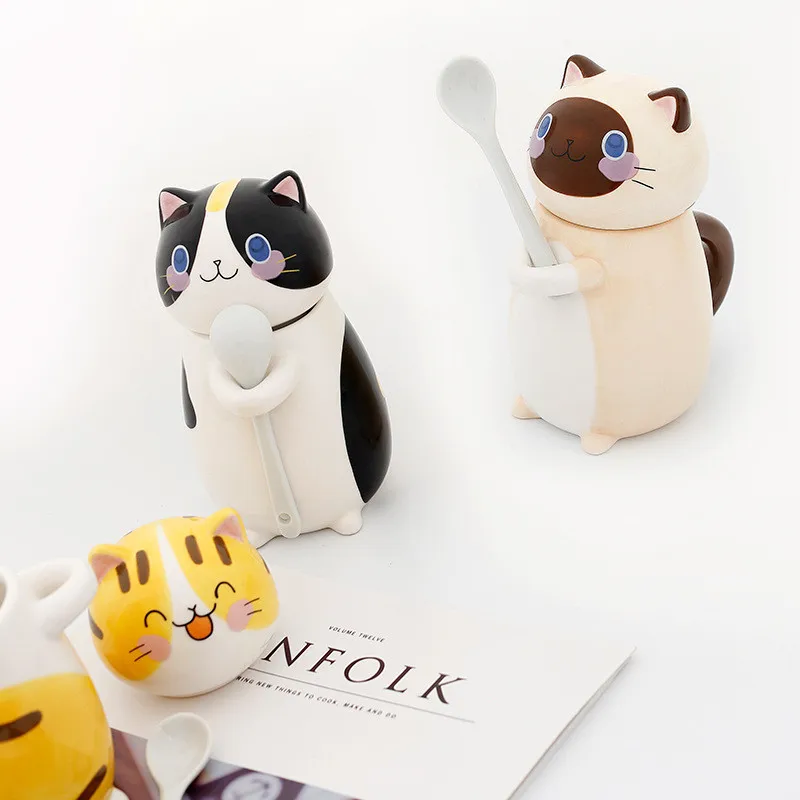 New Cute Cat Ceramics Coffee Mug With Spoon Creative Hand Painted Drinkware Milk Tea Cups Novelty Gifts
New Cute Cat Ceramics Coffee Mug With Spoon Creative Hand Painted Drinkware Milk Tea Cups Novelty Gifts