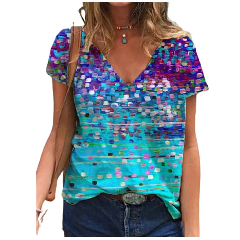 Ladies Summer New Fashion Floral Print V-Neck Short-Sleeve T-Shirt Women Fashion Casual Loose Tops Female
Ladies Summer New Fashion Floral Print V-Neck Short-Sleeve T-Shirt Women Fashion Casual Loose Tops Female