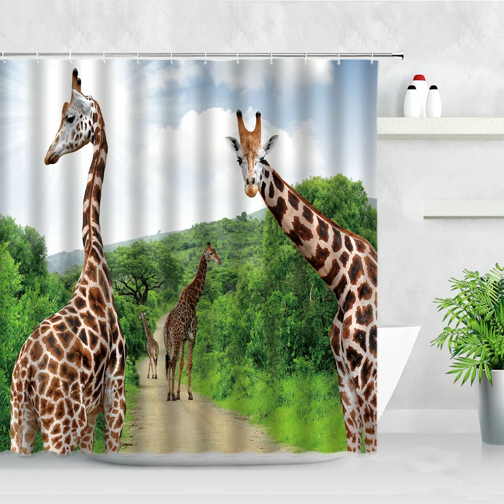 Wild Animals Shower Curtains Giraffe Elephant Reflection On The Water 3D Printing Waterproof Home Bathroom Decor Curtain Set
Wild Animals Shower Curtains Giraffe Elephant Reflection On The Water 3D Printing Waterproof Home Bathroom Decor Curtain Set