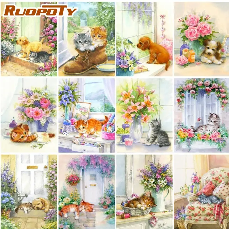 RUOPOTY 40*50cm Painting By Numbers Animals paints Picture Colouring Cat and dog Home Decor Children Drawing
RUOPOTY 40*50cm Painting By Numbers Animals paints Picture Colouring Cat and dog Home Decor Children Drawing