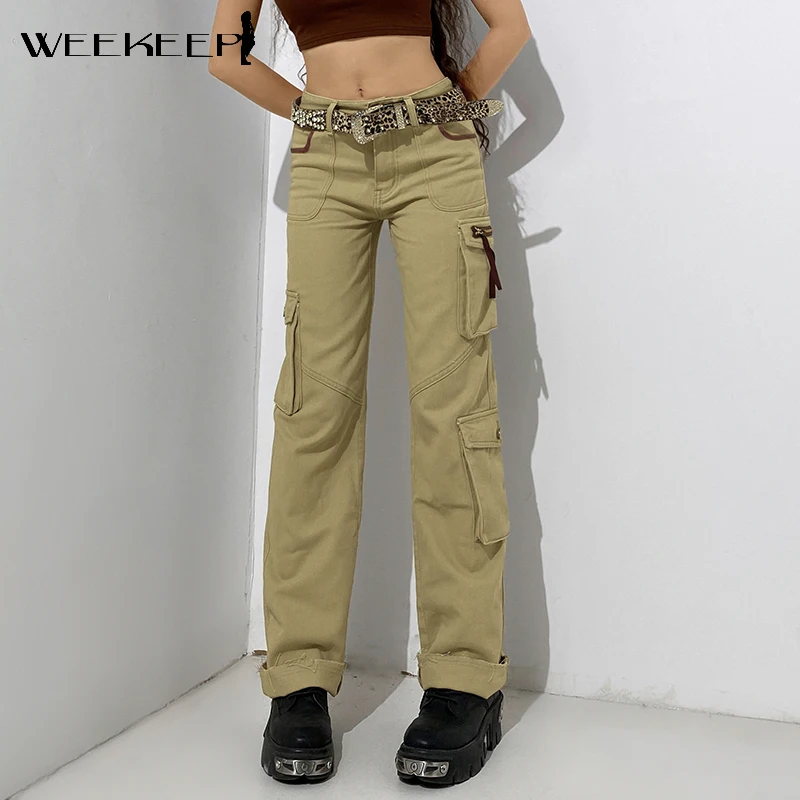 Weekeep Pocket Patchwork Casual Cargo Pants Women Streetwear Baggy Low Waist Straight Leg Denim Jeans Autumn Y2k Grunge Trousers
Weekeep Pocket Patchwork Casual Cargo Pants Women Streetwear Baggy Low Waist Straight Leg Denim Jeans Autumn Y2k Grunge Trousers