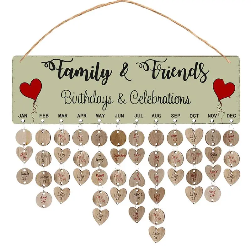 New Year Wooden Family Birthday Reminder Calendar Board Wall Hanging 2020 Decor
New Year Wooden Family Birthday Reminder Calendar Board Wall Hanging 2020 Decor