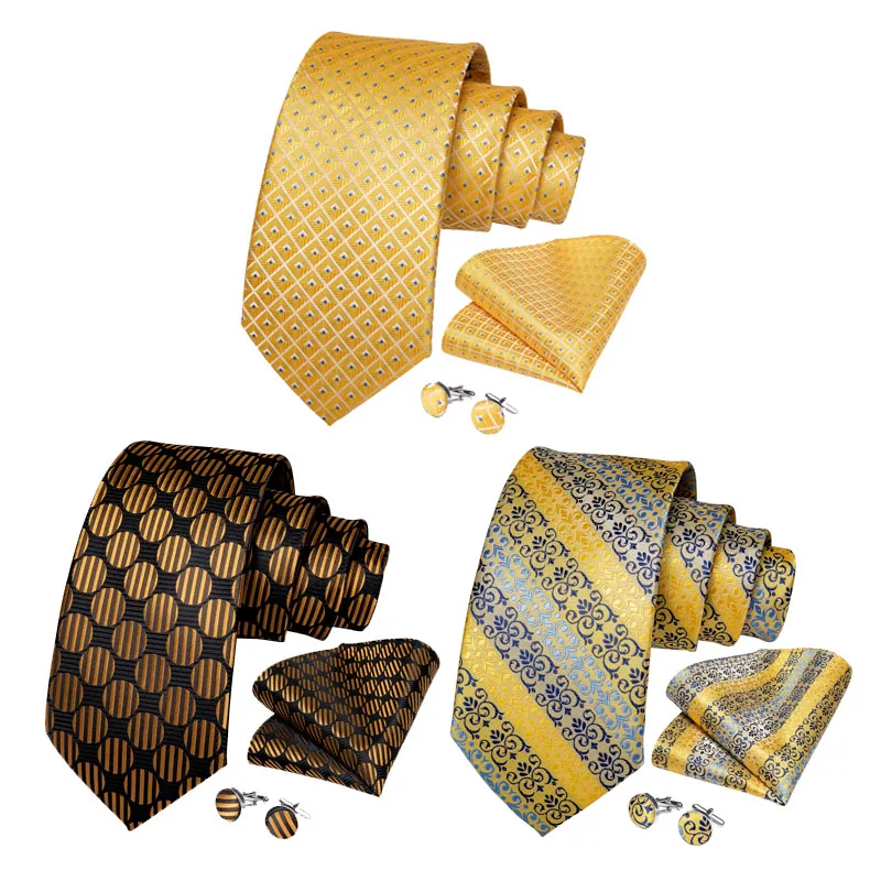 3pcs Men Necktie Gold Black Yellow Plaid Quality Wedding Tie For Men Hanky Cufflinks Silk Tie Set DiBanGu Business Fashion
3pcs Men Necktie Gold Black Yellow Plaid Quality Wedding Tie For Men Hanky Cufflinks Silk Tie Set DiBanGu Business Fashion