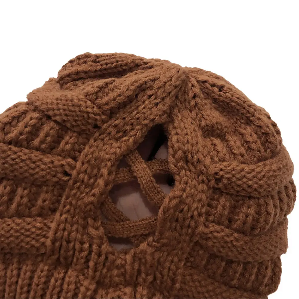 Autumn Winter Knitted Hat Women Adjustable Back Opening Cross Cap Knit Ponytail Hats Warm Casual Fashion Female Cap Wholesale
Autumn Winter Knitted Hat Women Adjustable Back Opening Cross Cap Knit Ponytail Hats Warm Casual Fashion Female Cap Wholesale