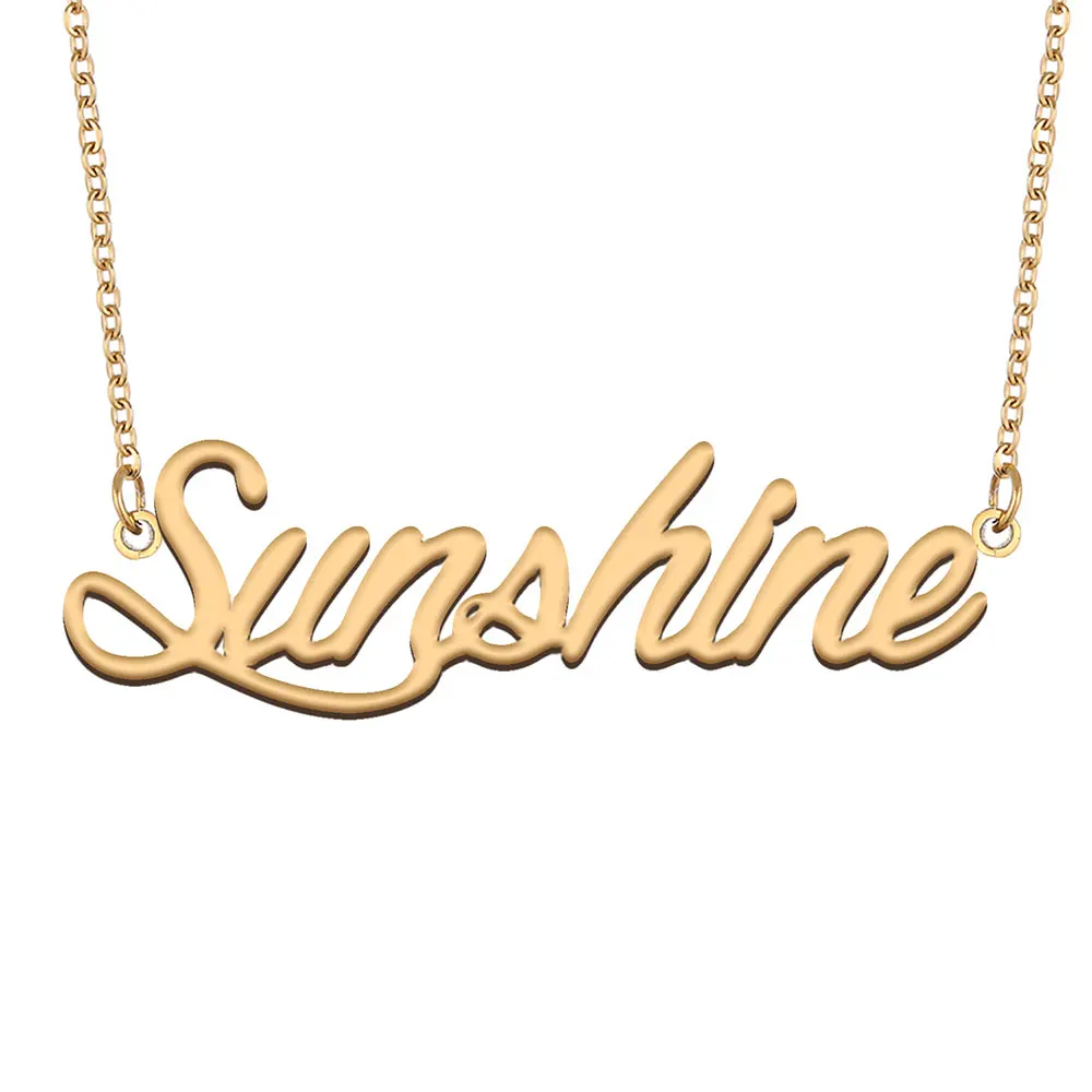 Sunshine Name Necklace for Women Stainless Steel Jewelry Gold Plated Nameplate Pendant Femme Mother Girlfriend Gift
Sunshine Name Necklace for Women Stainless Steel Jewelry Gold Plated Nameplate Pendant Femme Mother Girlfriend Gift