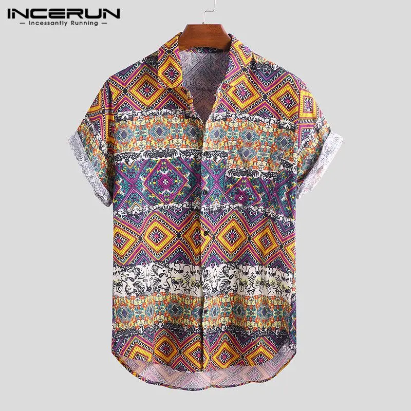Summer Casual Loose Shirts Male Camisa Plus Size INCERUN Mens Hawaiian Beach Shirts Short Sleeve Ethnic Printed Pockets Blouse
Summer Casual Loose Shirts Male Camisa Plus Size INCERUN Mens Hawaiian Beach Shirts Short Sleeve Ethnic Printed Pockets Blouse