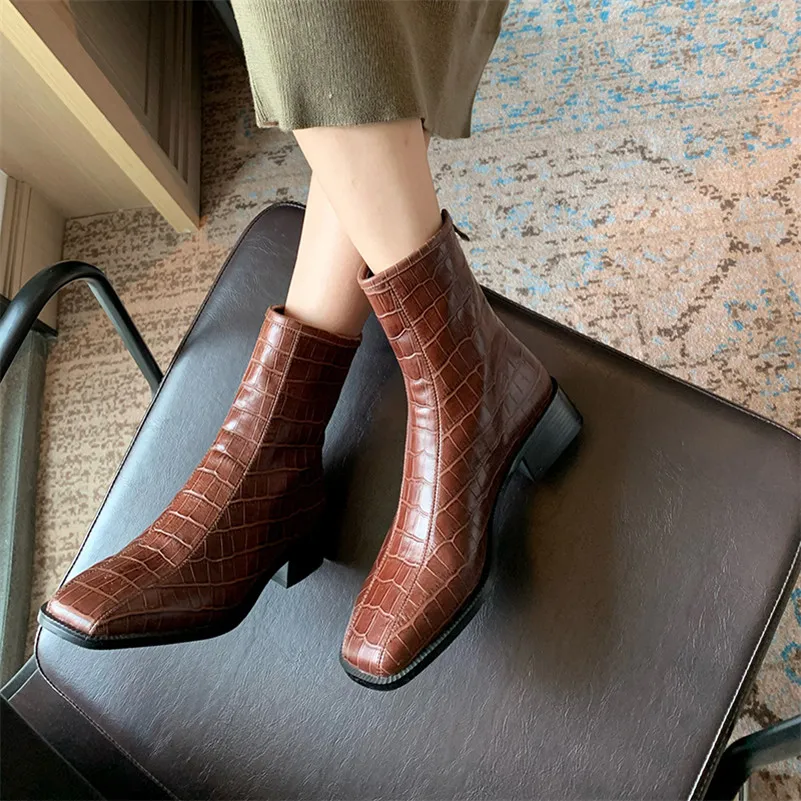 Meotina Short Boots Women Shoes Genuine Leather Mid Heel Ankle Boots Square Toe Chunky Heels Zip Lady Boots Autumn Brown Black
Meotina Short Boots Women Shoes Genuine Leather Mid Heel Ankle Boots Square Toe Chunky Heels Zip Lady Boots Autumn Brown Black