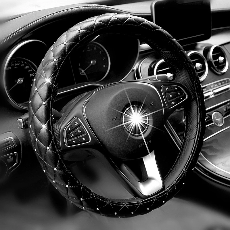 Rhinestones Crystal Universal 38cm Steering Wheel Cover Bling Car Handcraft Steering Wheel Covers Soft Leather for Girls ladies
Rhinestones Crystal Universal 38cm Steering Wheel Cover Bling Car Handcraft Steering Wheel Covers Soft Leather for Girls ladies