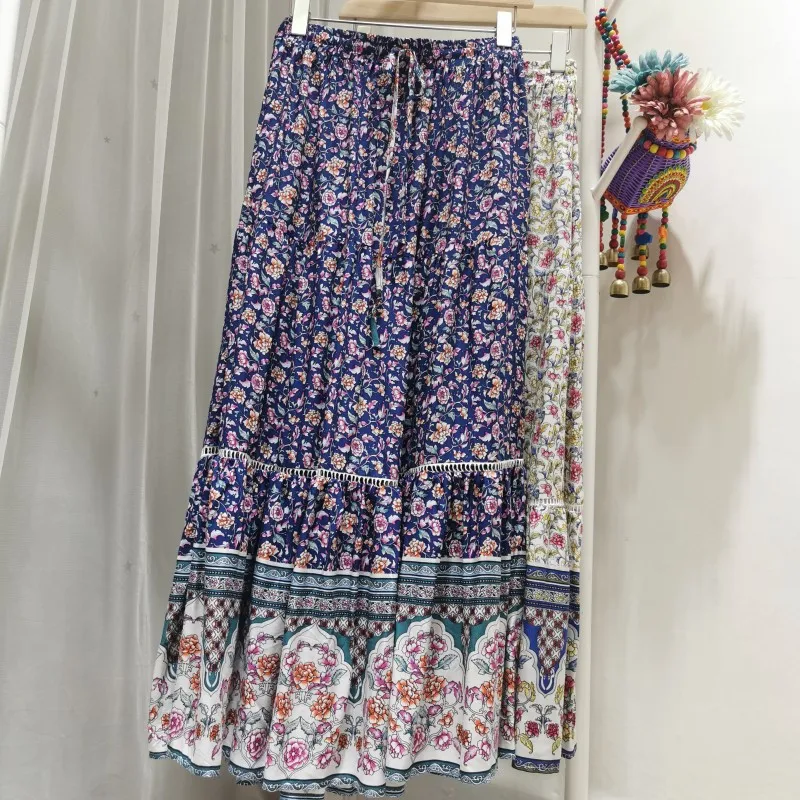 Jastie Stitching Hollow Floral Print Skirt Boho Ethnic Holiday Long Skirt Summer And Autumn Elastic Waist Tassel A-Line Skirt
Jastie Stitching Hollow Floral Print Skirt Boho Ethnic Holiday Long Skirt Summer And Autumn Elastic Waist Tassel A-Line Skirt