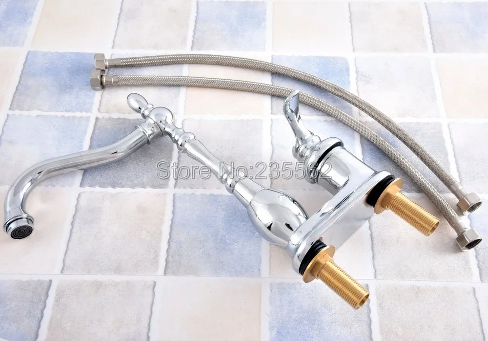 Polished Chrome Brass Swivel Spout Two Holes Basin Kitchen Vanity Sink 4" Centerset Faucet Mixer Tap Lsf841
Polished Chrome Brass Swivel Spout Two Holes Basin Kitchen Vanity Sink 4" Centerset Faucet Mixer Tap Lsf841