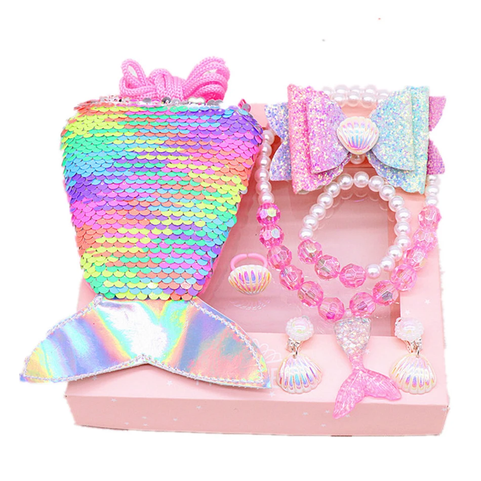 Girl Mermiad Purse Necklace Earring Kids Baby Sequins Bags Headwear Clips Heart Shape Elas Sleeping Beauty Unicorn
Girl Mermiad Purse Necklace Earring Kids Baby Sequins Bags Headwear Clips Heart Shape Elas Sleeping Beauty Unicorn