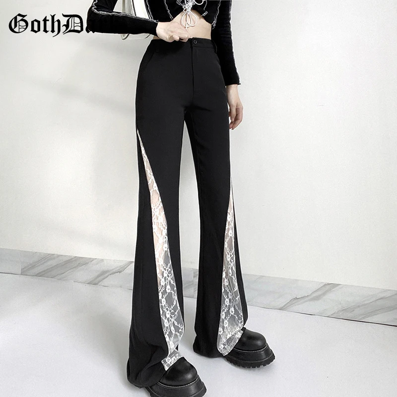 Goth Dark Lace Patchwork Women Black Flare Pants Grunge Aesthetic Gothic Skinny Trousers Hip Hop Fashion Streetwear Alt Clothes
Goth Dark Lace Patchwork Women Black Flare Pants Grunge Aesthetic Gothic Skinny Trousers Hip Hop Fashion Streetwear Alt Clothes
