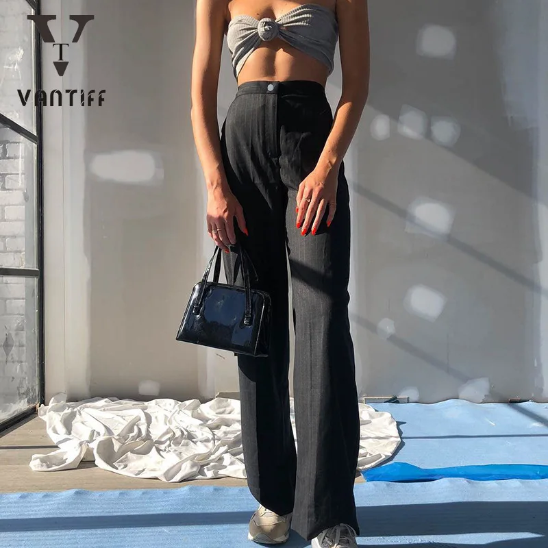 Pencil High Waist Pants Gothic Moon Street Black Striped Straight Suit Pants Women's High Waist Thin Loose Casual Pants Women
Pencil High Waist Pants Gothic Moon Street Black Striped Straight Suit Pants Women's High Waist Thin Loose Casual Pants Women