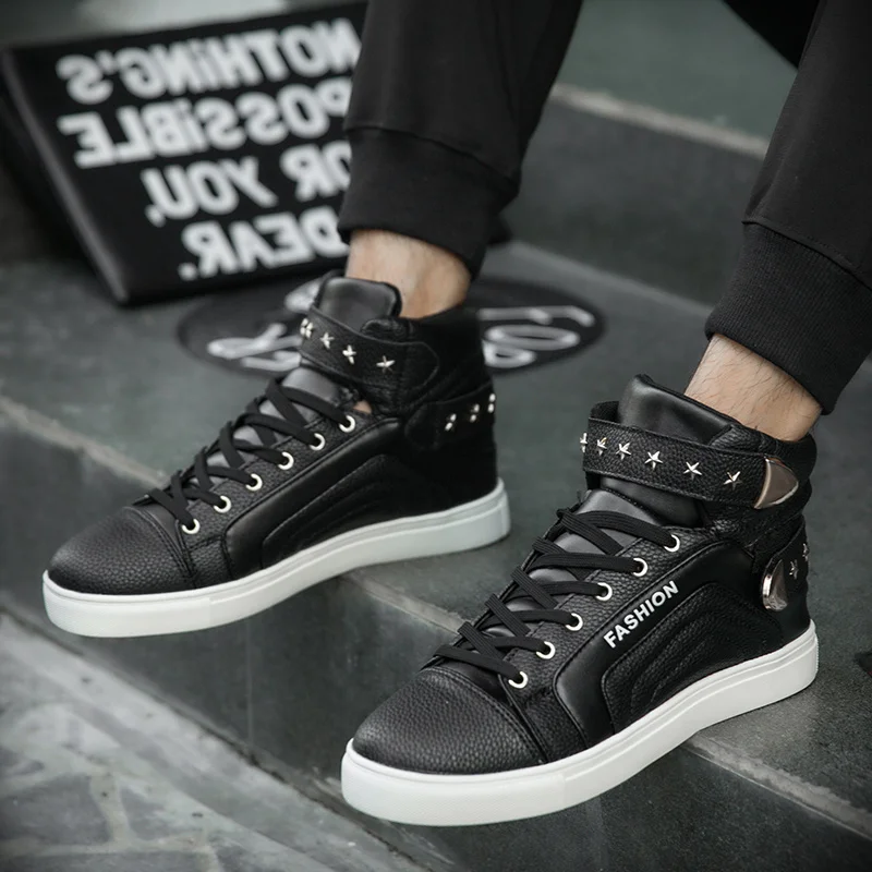 Autumn New Trendy Red Rivet Skateboard Shoes Men High Top Sneakers Hip Hop Hook & Loop Comfort Sneakers Men Zapatillas De Hombre
Autumn New Trendy Red Rivet Skateboard Shoes Men High Top Sneakers Hip Hop Hook & Loop Comfort Sneakers Men Zapatillas De Hombre