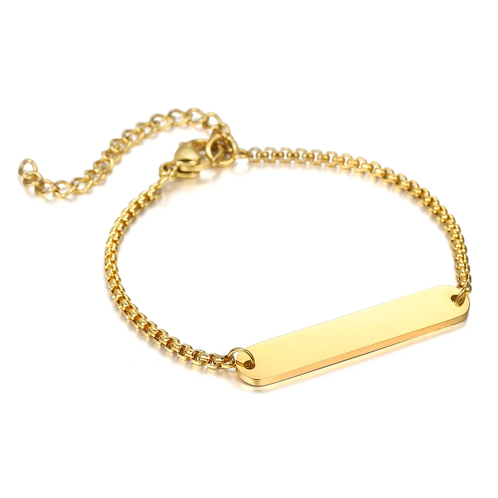 Baby Name Bracelets Smooth Gold Color Birth ID Engraving Bracelet Box Chain Length Adjustable Birthday Gift Jewelry LDB324
Baby Name Bracelets Smooth Gold Color Birth ID Engraving Bracelet Box Chain Length Adjustable Birthday Gift Jewelry LDB324
