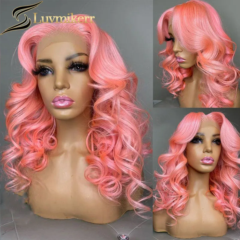 

Парик из натуральных волос розового цвета, HD, прозрачный, 13x6, al, 613, волнистые, 150, предварительно выщипанные