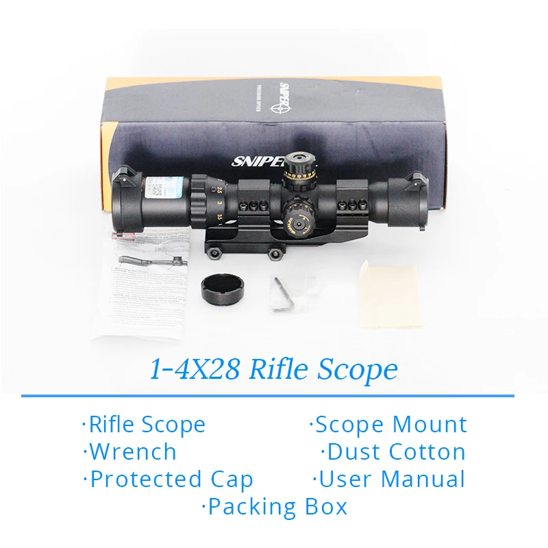 Sniper Rifle Scope Air Gun 1-4x28 Hunting ak 47 Tactical Riflescope Blue Green Red Illuminated Scope
Sniper Rifle Scope Air Gun 1-4x28 Hunting ak 47 Tactical Riflescope Blue Green Red Illuminated Scope