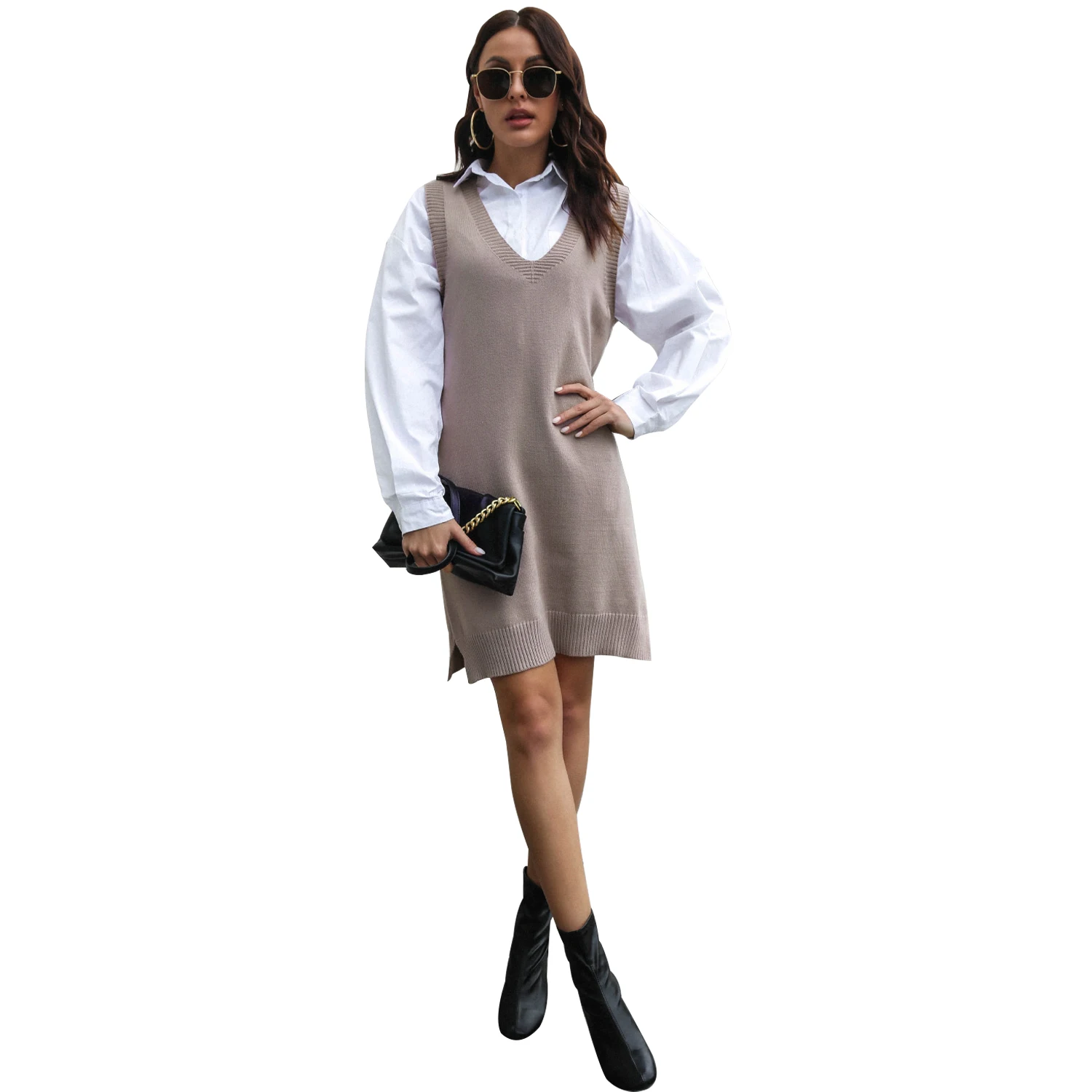 New Autumn Sleeveless Long Knitted Dresses V-Neck Warm Soft Wool Sweater Female Fall Winter Knitwear Women Clothing Gray
New Autumn Sleeveless Long Knitted Dresses V-Neck Warm Soft Wool Sweater Female Fall Winter Knitwear Women Clothing Gray