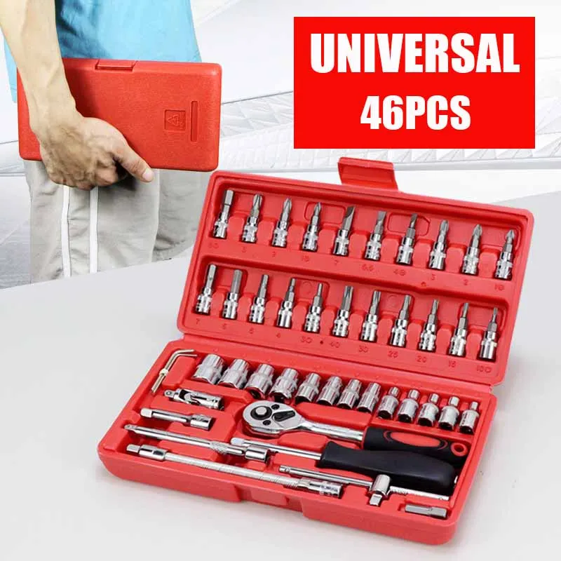 46PCS Hand Tool Set,Car Repair Multi-Purpose Wrenches Socket Combination Tool Kit,Hand Tool Universal Wrench Set
46PCS Hand Tool Set,Car Repair Multi-Purpose Wrenches Socket Combination Tool Kit,Hand Tool Universal Wrench Set