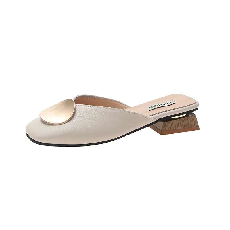 Women Slippers Mules Flat Casual Shoes British Metal Buckle Slides Wooden Heel Summer Half Slippers Elegant Ladies
Women Slippers Mules Flat Casual Shoes British Metal Buckle Slides Wooden Heel Summer Half Slippers Elegant Ladies