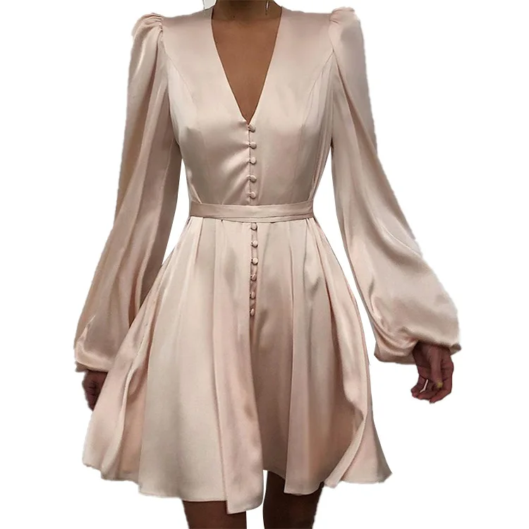 Long Lantern sleeves Mini Dresses Summer V-Neck With Button Elegant Vintage 90s Slim Large Size Solid Dresses For Women
Long Lantern sleeves Mini Dresses Summer V-Neck With Button Elegant Vintage 90s Slim Large Size Solid Dresses For Women