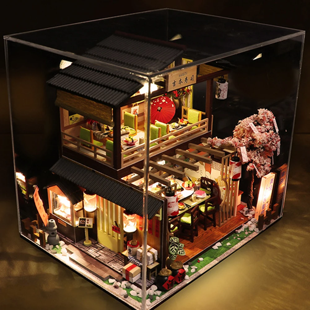 3D DIY Dollhouse Puzzle Building Japanese Sushi Restaurant Wooden House Furniture Miniature Assembly Doll House for Children
3D DIY Dollhouse Puzzle Building Japanese Sushi Restaurant Wooden House Furniture Miniature Assembly Doll House for Children