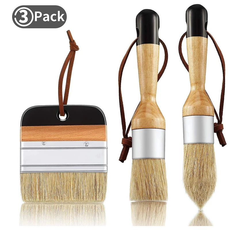 3Pack Chalk and Wax Paint Brushes Bristle Stencil Brushes for Wood Furniture Home Wall Decor
3Pack Chalk and Wax Paint Brushes Bristle Stencil Brushes for Wood Furniture Home Wall Decor