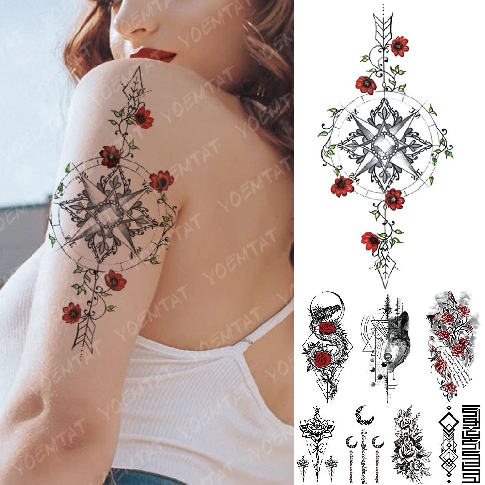 Waterproof Temporary Tattoo Sticker Compass Rose Vine Dragon Flash Tattoos Bird Poem Body Art Arm Fake Tatoo Women Men
Waterproof Temporary Tattoo Sticker Compass Rose Vine Dragon Flash Tattoos Bird Poem Body Art Arm Fake Tatoo Women Men