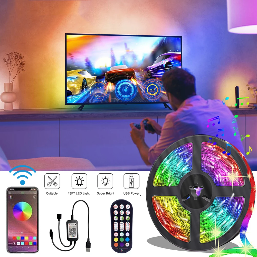 LED Strip Light,Bluetooth 24-Key Remote Control,Backlight for TV,5V USB Bluetooth 5050RGB Tape Lamp For TV Background Decoration
LED Strip Light,Bluetooth 24-Key Remote Control,Backlight for TV,5V USB Bluetooth 5050RGB Tape Lamp For TV Background Decoration