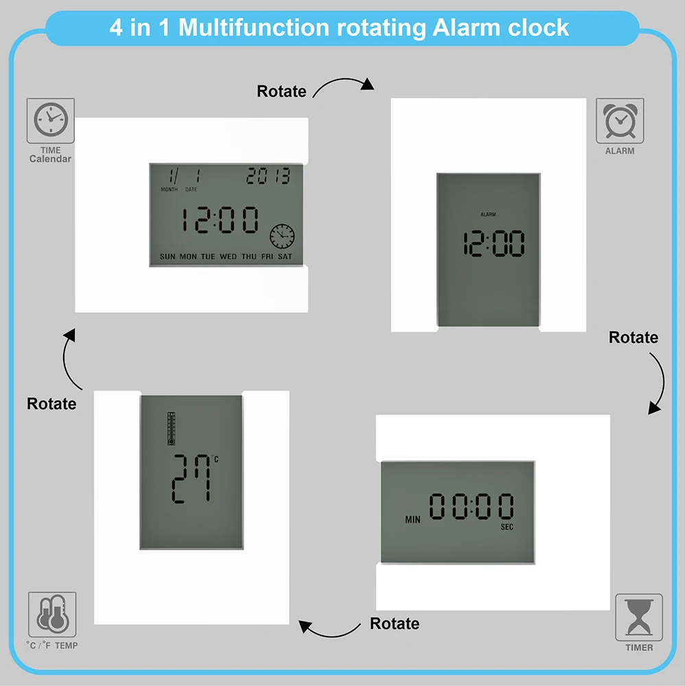 Digital Table LCD Alarm Clock White with Calendar &Temperature & Timer Modern Electric Bedroom Clock Battery Opearated for home
Digital Table LCD Alarm Clock White with Calendar &Temperature & Timer Modern Electric Bedroom Clock Battery Opearated for home