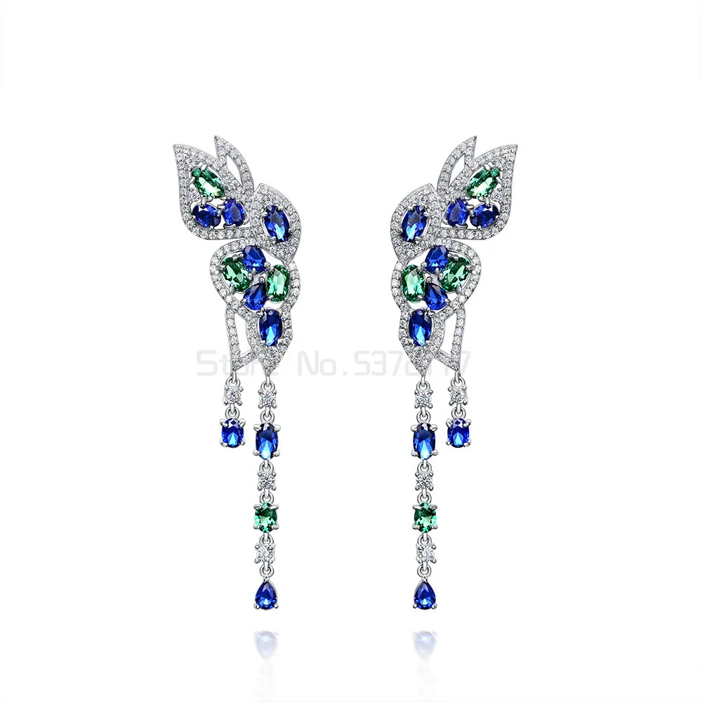 

Silver Earrings For Women 925 Sterling Silver Parrot Birds Sparkling Blue Green CZ Drop Earrings Trendy Fine Jewelry