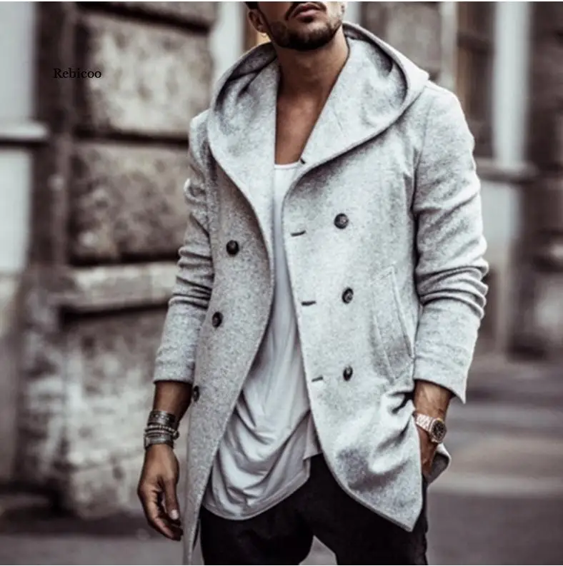 Fashion Man's Hoodied Trench Coats Casual Long Sleeve Long Hooded Overcoat Outwear Mans New Buttons Capes Hoodies Coats
Fashion Man's Hoodied Trench Coats Casual Long Sleeve Long Hooded Overcoat Outwear Mans New Buttons Capes Hoodies Coats